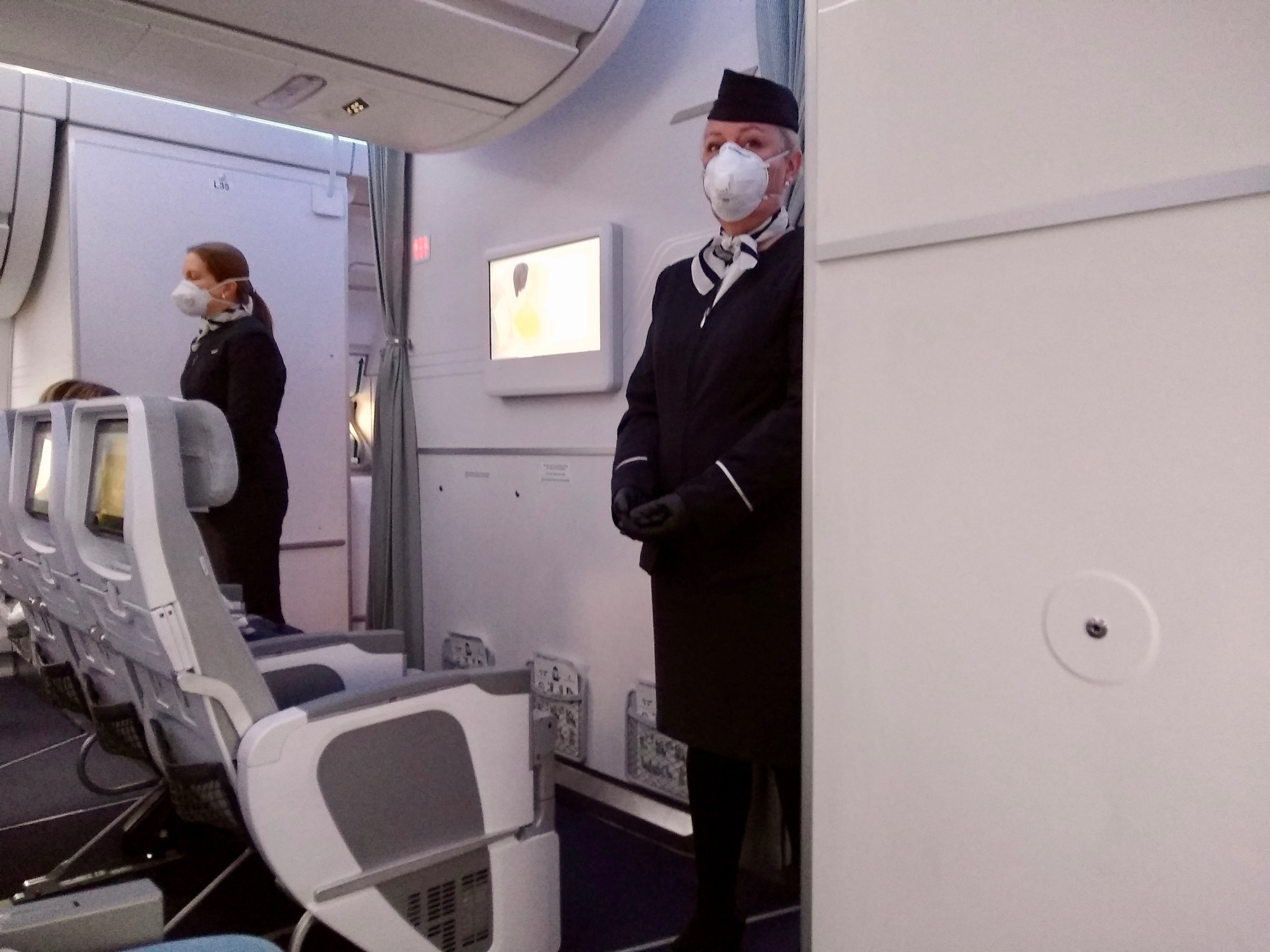Masked up on the flight